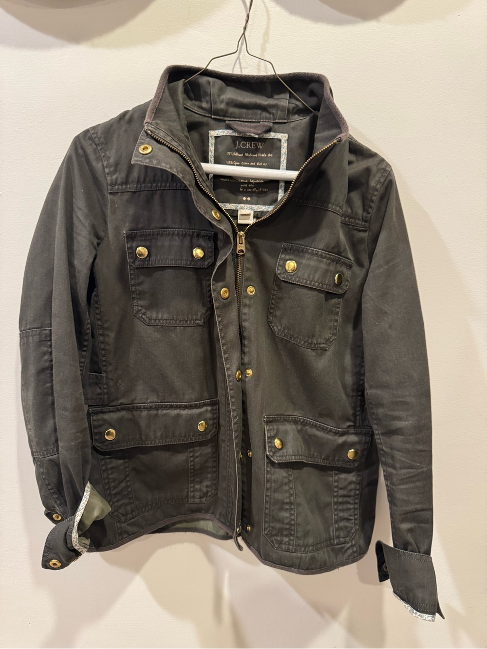 J. Crew Olive Green Field Jacket with Brass Hardware
